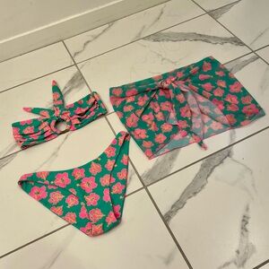 Two piece set with matching coverup skirt